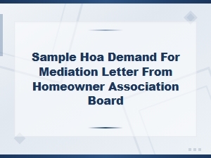 Sample Hoa Demand for Mediation Letter in California