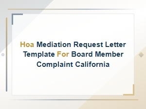 California Hoa Mediation Request Letter Template