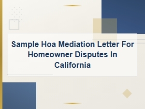 California Hoa Mediation Letter Template for Disputes