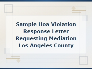 Sample Hoa Mediation Request Letter for La County